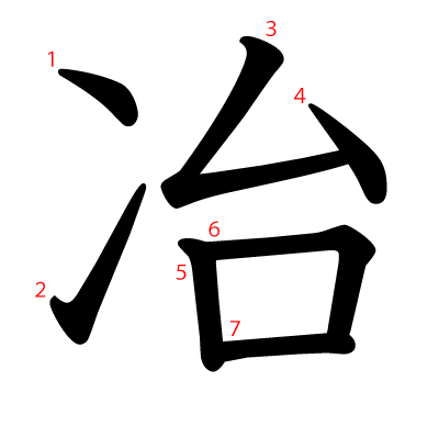 冶の教科書体(筆順付き)