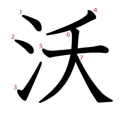 沃の教科書体(筆順付き)