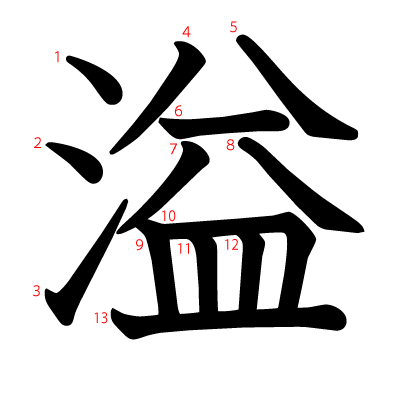 溢の教科書体(筆順付き)