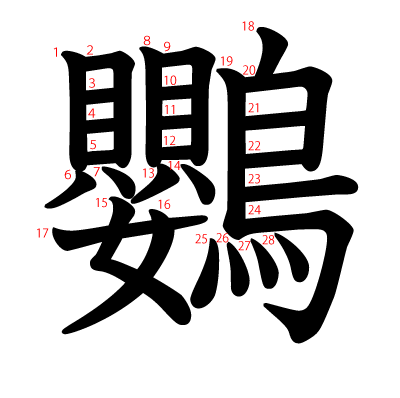 鸚の教科書体(筆順付き)