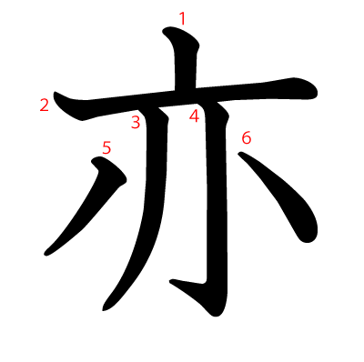 亦の教科書体(筆順付き)