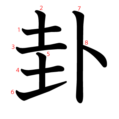 卦の教科書体(筆順付き)