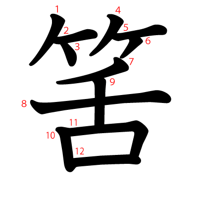 筈の教科書体(筆順付き)