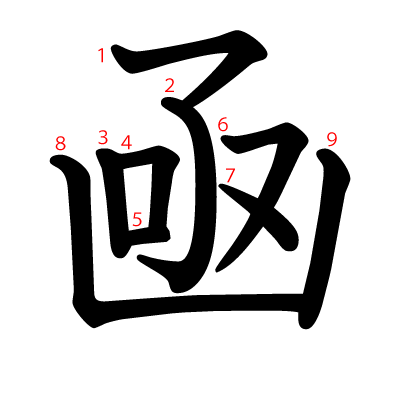 凾の教科書体(筆順付き)