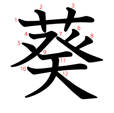 葵の教科書体(筆順付き)