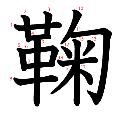 鞠の教科書体(筆順付き)