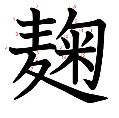 麹の教科書体(筆順付き)