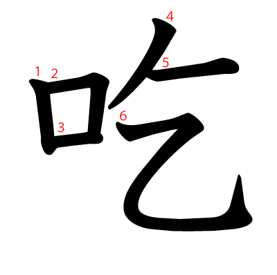 吃の教科書体(筆順付き)