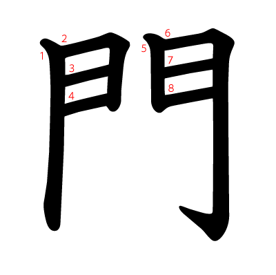 門の教科書体(筆順付き)