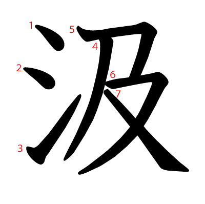 汲の教科書体(筆順付き)