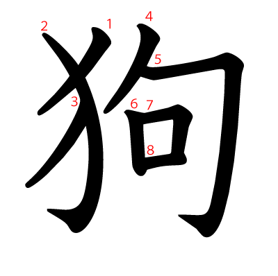 狗の教科書体(筆順付き)