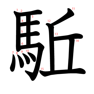 駈の教科書体(筆順付き)