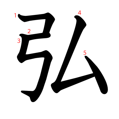 弘の教科書体(筆順付き)
