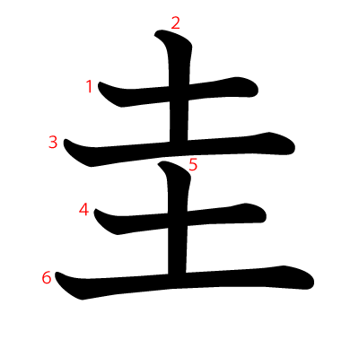 圭の教科書体(筆順付き)