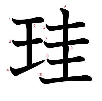 珪の教科書体(筆順付き)