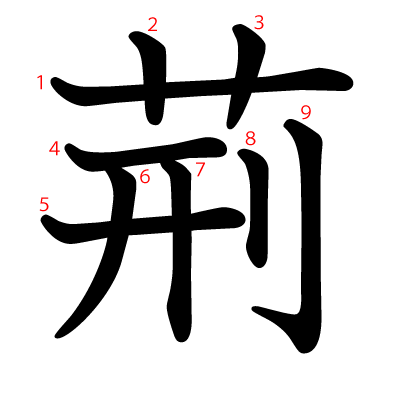 荊の教科書体(筆順付き)