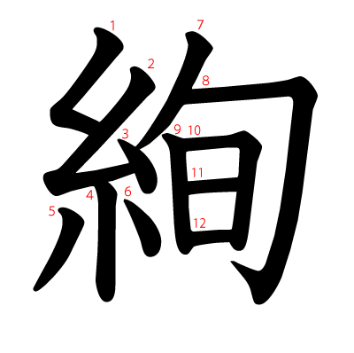 絢の教科書体(筆順付き)