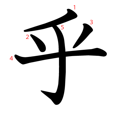 乎の教科書体(筆順付き)