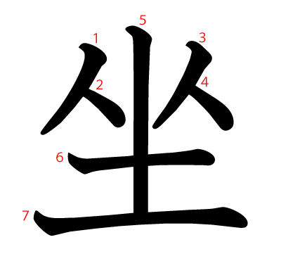 坐の教科書体(筆順付き)