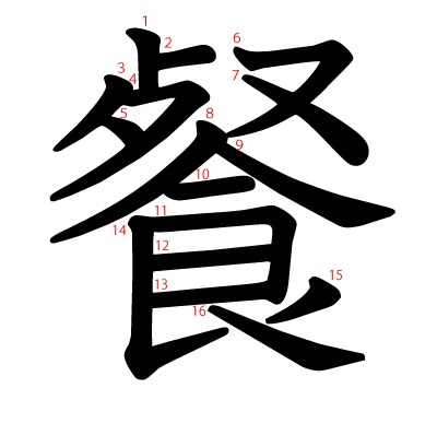 餐の教科書体(筆順付き)