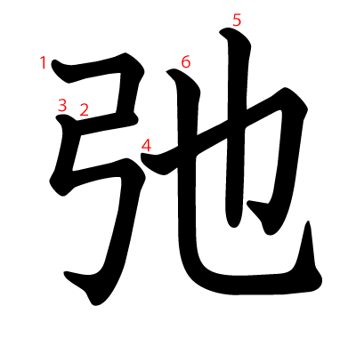 弛の教科書体(筆順付き)