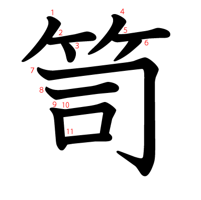 笥の教科書体(筆順付き)