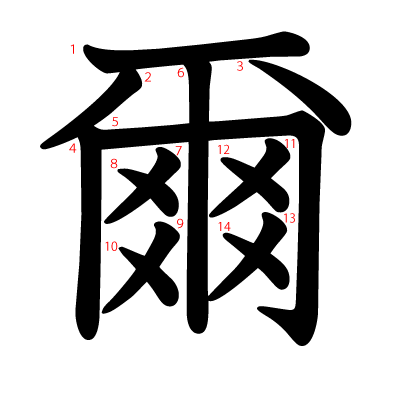 爾の教科書体(筆順付き)