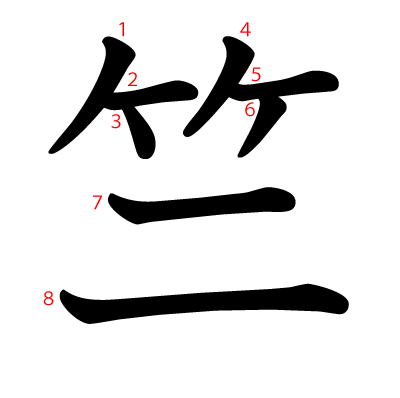 竺の教科書体(筆順付き)