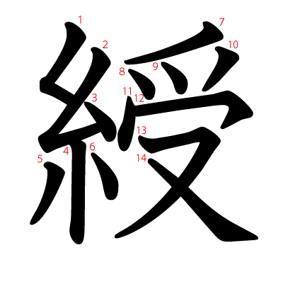 綬の教科書体(筆順付き)