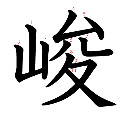 峻の教科書体(筆順付き)