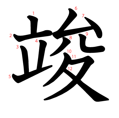 竣の教科書体(筆順付き)