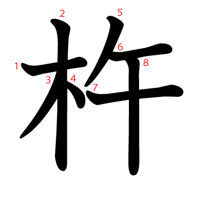 杵の教科書体(筆順付き)