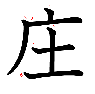 庄の教科書体(筆順付き)