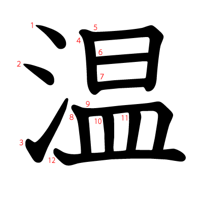 温の教科書体(筆順付き)