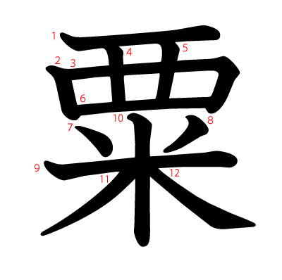 粟の教科書体(筆順付き)