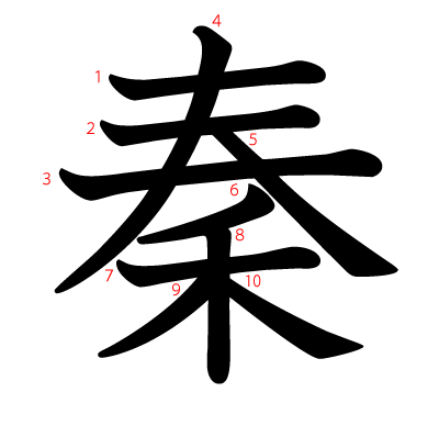 秦の教科書体(筆順付き)