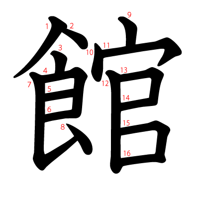 館の教科書体(筆順付き)