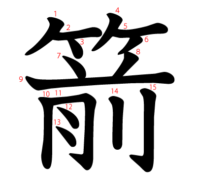 箭の教科書体(筆順付き)