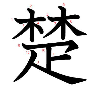 楚の教科書体(筆順付き)