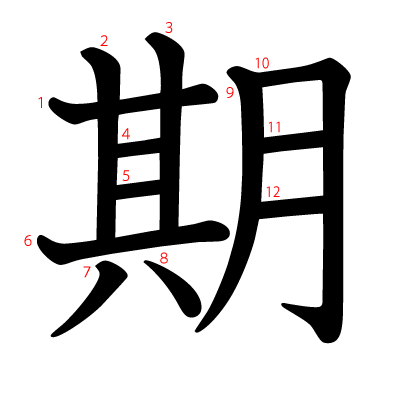 期の教科書体(筆順付き)