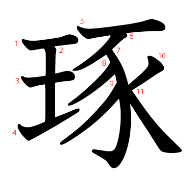 琢の教科書体(筆順付き)