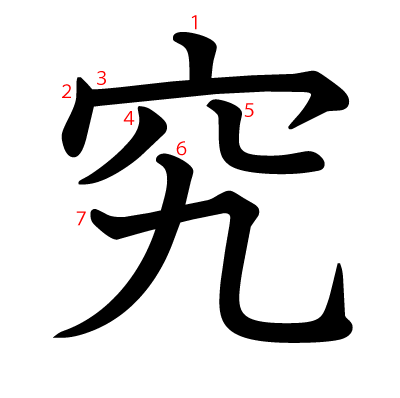 究の教科書体(筆順付き)