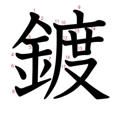 鍍の教科書体(筆順付き)