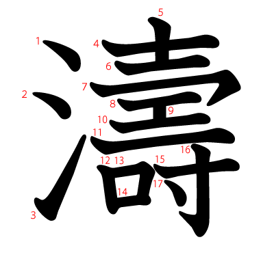 濤の教科書体(筆順付き)