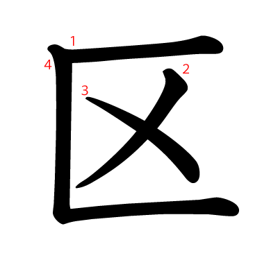 区の教科書体(筆順付き)