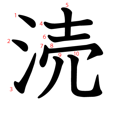 涜の教科書体(筆順付き)