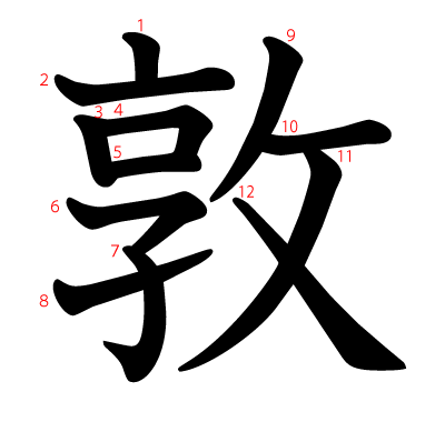 敦の教科書体(筆順付き)