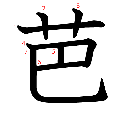 芭の教科書体(筆順付き)