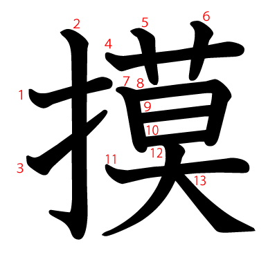 摸の教科書体(筆順付き)