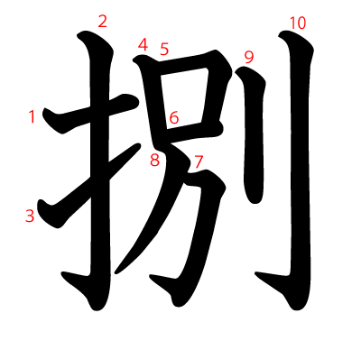 捌の教科書体(筆順付き)